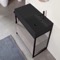 Modern  Console Vanity with Grey Oak Cabinet, 35 Inch