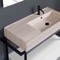 Modern  Console Vanity, Travertine Style Sink, 35 Inch