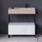 Modern  Console Vanity, Travertine Style Sink, 35 Inch