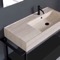 Modern  Console Vanity, Travertine Style Sink, 35 Inch