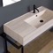 Modern  Console Vanity, Travertine Style Sink, 35 Inch
