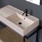 Modern  Console Vanity, Travertine Style Sink, 35 Inch