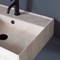 Beige Travertine Design Ceramic Wall Mounted Sink With Black Towel Bar