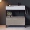 Modern  Console Vanity with Grey Oak Cabinet, Marble Style Sink, 35 Inch
