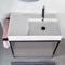Modern  Console Vanity with Grey Oak Shelf, 35 Inch