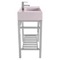 Console Sink - Metal Chrome Stand, Modern, 32 Inch, Pink Ceramic Sink