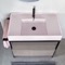 Modern  Console Vanity with Grey Oak Cabinet, Pink Ceramic Sink, 35 Inch