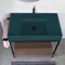 Modern  Console Vanity, Green Ceramic Sink, 35 Inch