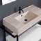 Modern  Console Vanity, Travertine Style Sink, 35 Inch