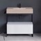 Modern  Console Vanity, Travertine Style Sink, 35 Inch