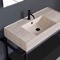 Modern  Console Vanity, Travertine Style Sink, 35 Inch
