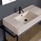 Modern  Console Vanity, Travertine Style Sink, 35 Inch