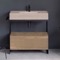 Modern  Console Vanity, Travertine Style Sink, 35 Inch