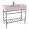 Modern Console Sink Vanity, Pink Ceramic Sink, 40 Inch