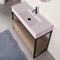 Modern  Console Vanity, Pink Ceramic Sink, 43 Inch