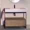 Modern  Console Vanity, Pink Ceramic Sink, 43 Inch
