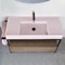 Modern  Console Vanity, Pink Ceramic Sink, 43 Inch