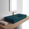 Wall Mount Sink - 40 Inch, Rectangular, Modern, With Counter Space, Ceramic, Jade Green