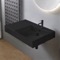 Black Ceramic Wall Mounted or Vessel Sink With Counter Space