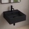 Wall Mount Sink - 18 Inch, Ceramic Rectangular, Modern, Matte Black