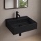 Wall Mount Sink - Black, Ceramic, Rectangular, 24 Inch
