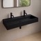 Wall Mount Sink - Trough, Black, Double, Ceramic, Modern, 40 Inch