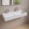Wall Mount Sink - Trough, Double, Ceramic, Modern, 40 Inch