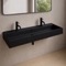 Wall Mount Sink - Trough, Double, 48 Inch, Modern, Matte Black