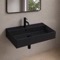 Wall Mount Sink - 32 Inch, Ceramic Rectangular, Modern, Matte Black