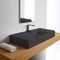 Black Ceramic Wall Mounted or Vessel Sink With Counter Space