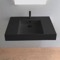 Black Ceramic Wall Mounted or Vessel Sink With Counter Space