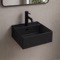 Wall Mount Sink - Black, Small, Modern, Square, 12 Inch, Ceramic
