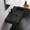 Wall Mount Sink - 32 Inch, Ceramic Rectangular, Modern, Matte Black
