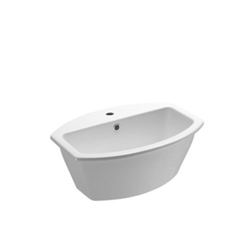 GSI 755511-One Hole Oval-Shaped White Ceramic Drop In Bathroom Sink