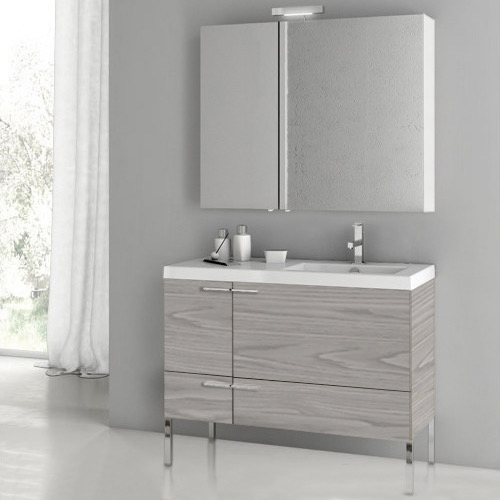 ACF ANS26-Grey Walnut Modern Bathroom Vanity, Floor Standing, 40 Inch, Grey Walnut