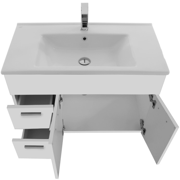 Acf Lor61 By Nameek S Loren 33 Inch Glossy White Bathroom Vanity