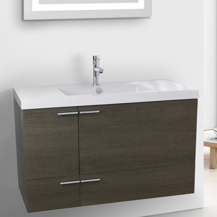 Acf Ans358 By Nameek S New E 39 Inch Grey Oak Bathroom Vanity Bathroom Vanity Acf Ans358 39 Inch Grey Oak With Ed Ceramic Sink