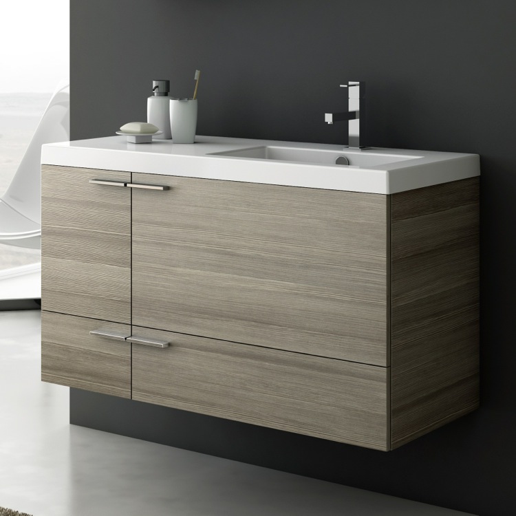 40cm wall mounted bathroom cabinet with ceramic basin