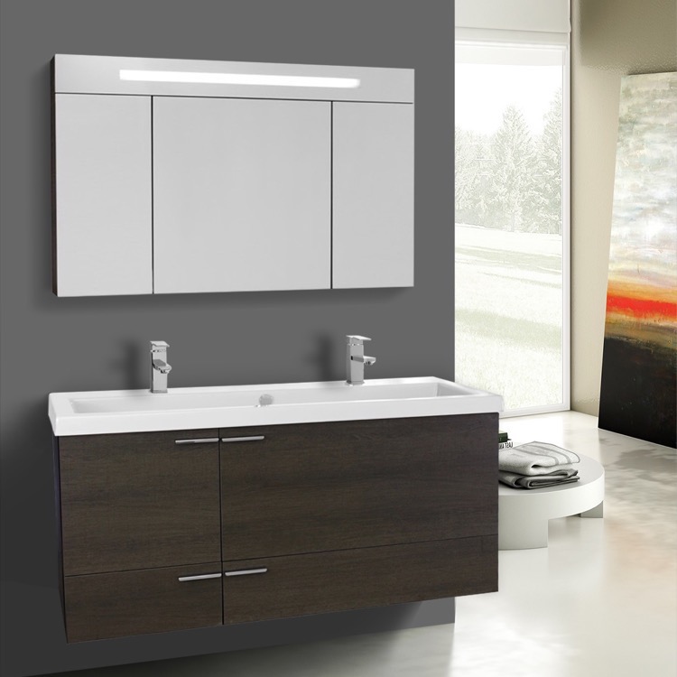 Acf Ans1380 By Nameek S New E 47 Inch Grey Oak Bathroom Vanity Bathroom Vanity Acf Ans1380 47 Inch Grey Oak Set Double Sink