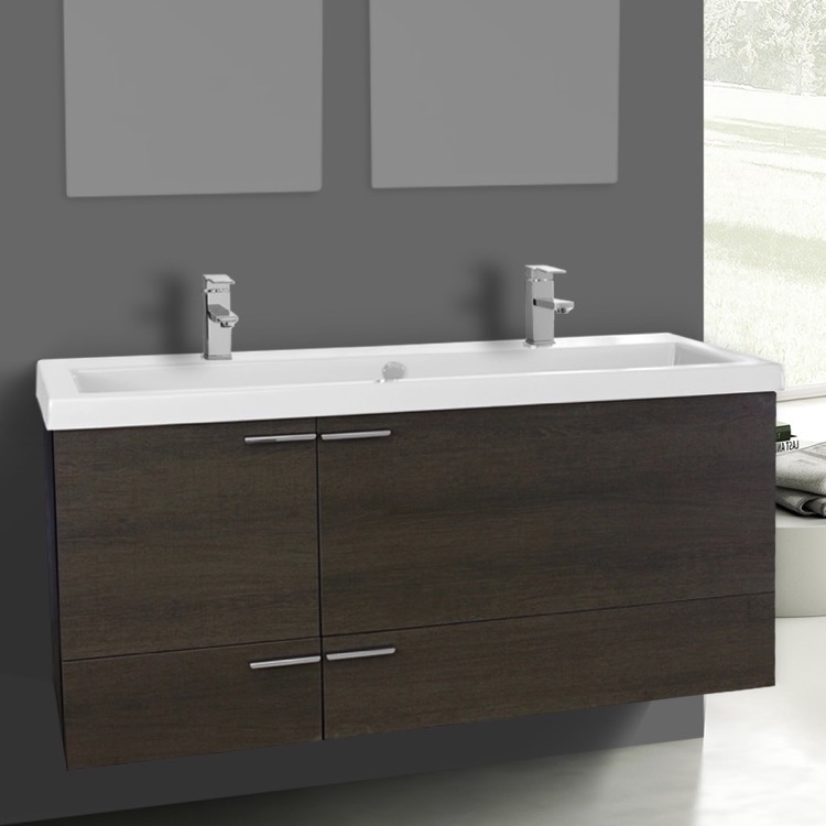 47 Inch Grey Oak Bathroom Vanity Set Double Sink Acf Ans1106 Bathroom Vanity Acf Ans1106 47 Inch Grey Oak Set Double Sink