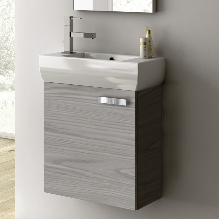 Acf C13 Grey Walnut By Nameek S Cubical, Bathroom Vanity 18 Inches Wide
