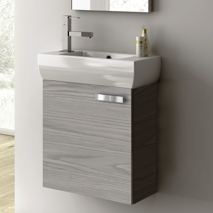 Bathroom Vanity Grey Oak Wall Mounted