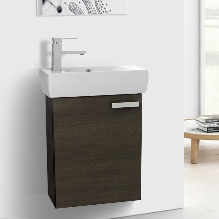 19 Inch E Saving Grey Oak Bathroom Vanity With Ceramic Sink Bathroom Vanity Acf C135 19 Inch E Saving Grey Oak With