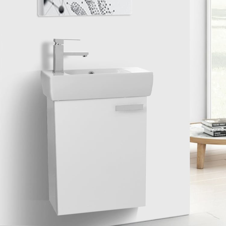 Acf C13 Glossy White By Nameek S Cubical 18 Inch Vanity Cabinet