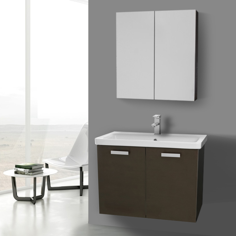 32 Inch Wenge Wall Mount Vanity With Ed Ceramic Sink Medicine 32 Inch Wenge Wall Mount Vanity With Ed Ceramic Sink Medicine Cabinet Included