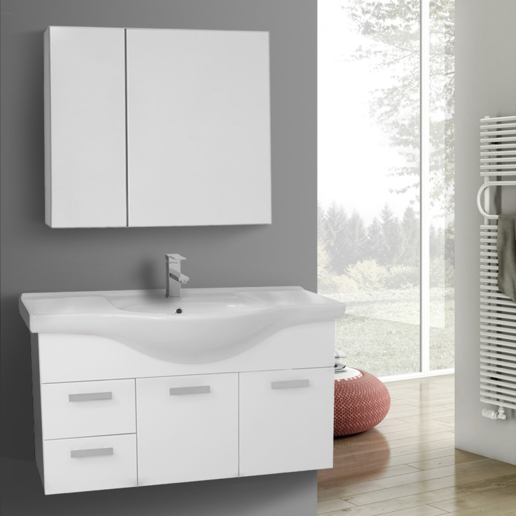 Acf Ph172 By Nameek S Phinex 39 Inch Wall Mount Glossy White Bathroom Vanity Acf Ph172 39 Inch Wall Mount Glossy White Set