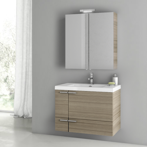 Modern Wall Mounted Bathroom Vanity Cabinet, 31 Inch, With Medicine Cabinet ACF ANS13