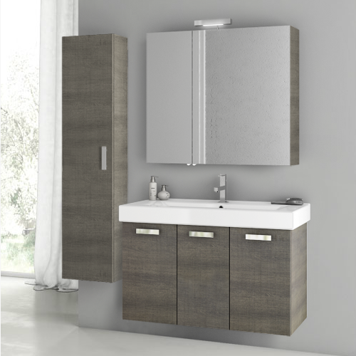 39 Inch Grey Oak Bathroom Vanity Set Acf C83 Thebathoutlet Bathroom Vanity Acf C83 39 Inch Grey Oak Set