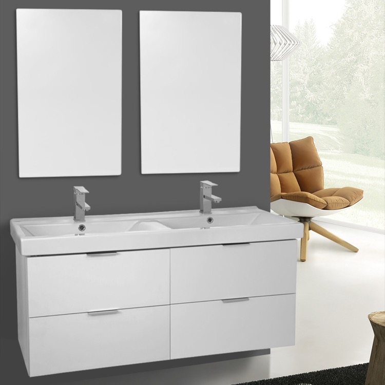47 Inch Ash White Wall Mounted Bathroom Vanity Set Mirror Bathroom Vanity Arcom Df20 47 Inch Ash White Wall Mounted Set
