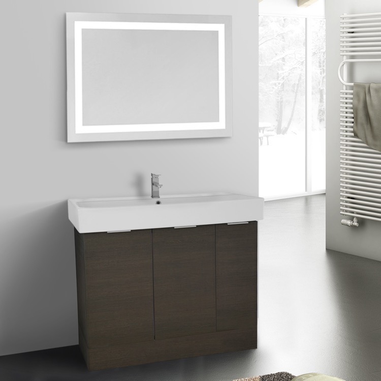 40 Inch Grey Oak Floor Standing Bathroom Vanity Set Lighted Bathroom Vanity Arcom O4o57 40 Inch Grey Oak Floor Standing Set